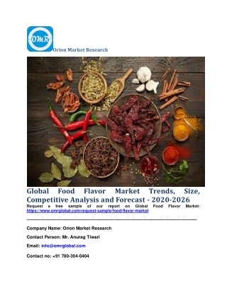 Global Food Flavor Market Trends, Size, Competitive Analysis and Forecast - 2020-2026