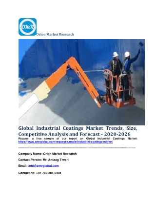 Global Industrial Coatings Market Trends, Size, Competitive Analysis and Forecast - 2020-2026