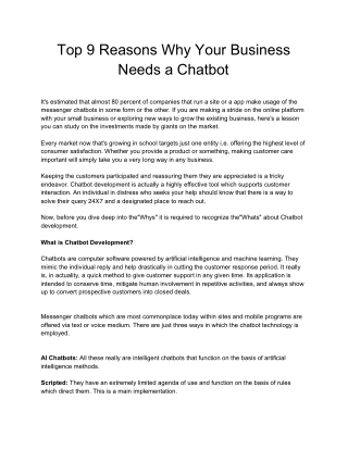 Top 9 Reasons Why Your Business Needs a Chatbot