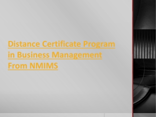 Distance Certificate Program in Business Management From NMIMS