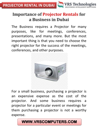 Importance of Projector Rentals for a Business in Dubai