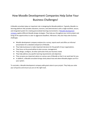 How Moodle Development Companies Help Solve Your Business Challenges