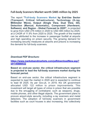 Full-body Scanners Market worth $485 million by 2025