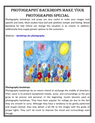 PhotograPhy BackdroPs Make your PhotograPhs sPecial