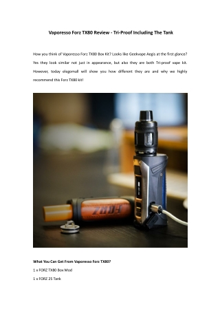 Vaporesso Forz TX80 Box Kit Review