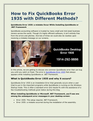 How to Fix QuickBooks Error 1935 with Different Methods?