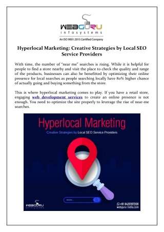 Hyperlocal Marketing: Creative Strategies by Local SEO Service Providers