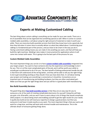 Experts at Making Customized Cabling