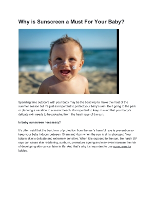 Why is sunscreen a must for your baby?
