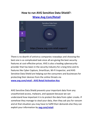 How to run AVG Sensitive Data Shield?- Www.Avg.Com/Retail