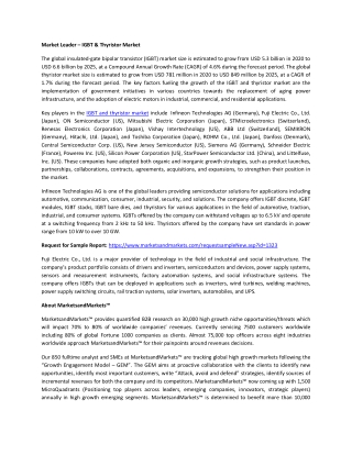 IGBT and Thyristor Market | Size, Share, system and Industry Analysis and Market Forecast to 2025 | MarketsandMarkets