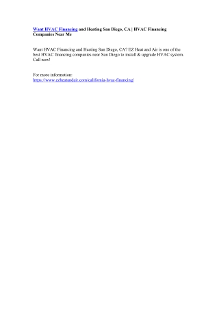 Want HVAC Financing and Heating San Diego, CA | HVAC Financing Companies Near Me