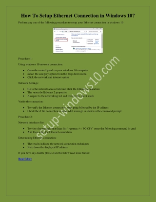 How To Setup Ethernet Connection In Windows 10?
