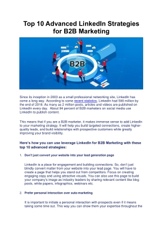 Top 10 Advanced LinkedIn Strategies for B2B Marketing
