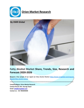 Fatty Alcohol Market Growth, Size, Share, Industry Report and Forecast to 2026