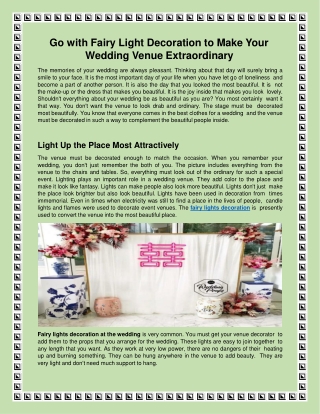 Go with Fairy Light Decoration to Make Your Wedding Venue Extraordinary