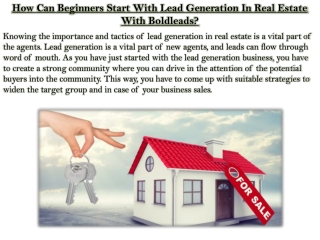 How Can Beginners Start With Lead Generation In Real Estate With Boldleads?