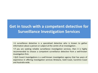 Get in touch with a competent detective for Surveillance Investigation Services