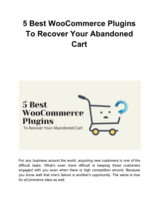 5 Best WooCommerce Plugins To Recover Your Abandoned Cart