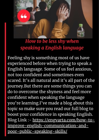 "How to be less shy when speaking a English language "