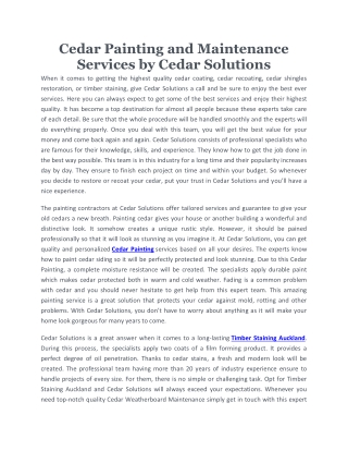 Cedar Painting and Maintenance Services by Cedar Solutions