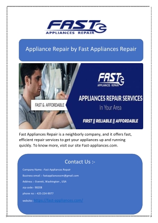 Appliance Repair by Fast Appliances Repair