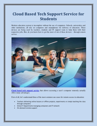 Cloud Based Tech Support Service for Students