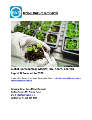 Global Biotechnology Market Growth, Size, Share, Industry Report and Forecast 2020-2026