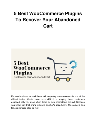 5 Best WooCommerce Plugins To Recover Your Abandoned Cart