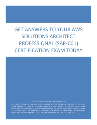 Get Answers to Your AWS Solutions Architect Professional (SAP-C01) Certification Exam Today