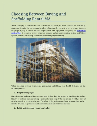 Choosing Between Buying And Scaffolding Rental MA