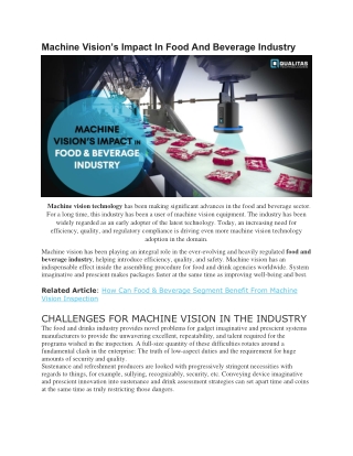 Machine Vision’s Impact In Food And Beverage Industry