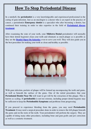 How To Stop Periodontal Disease