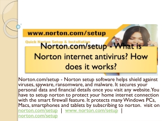 Norton.com/setup - What is Norton internet antivirus? How does it works?