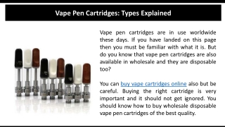 Vape Pen Cartridges Types Explained