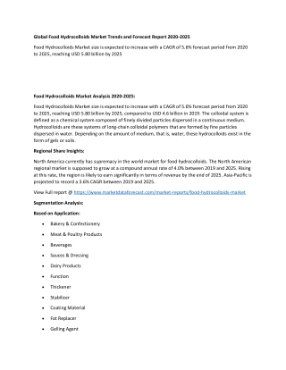 Food Hydrocolloids Market Analysis 2020-2025