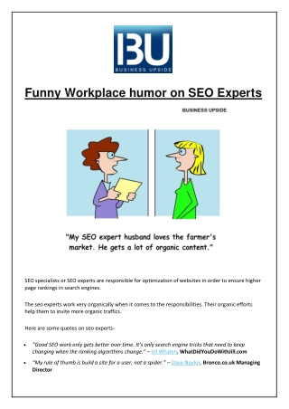 Funny Workplace humor on SEO Experts