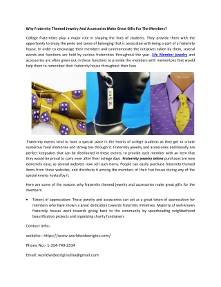 Why Fraternity Themed Jewelry And Accessories Make Great Gifts For The Members?