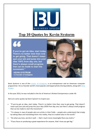 Top 10 Quotes by Kevin Systorm