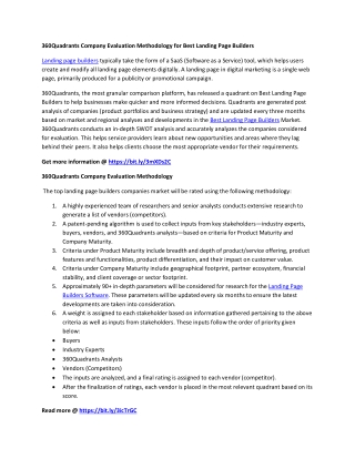 360Quadrants Company Evaluation Methodology for Best Landing Page Builders