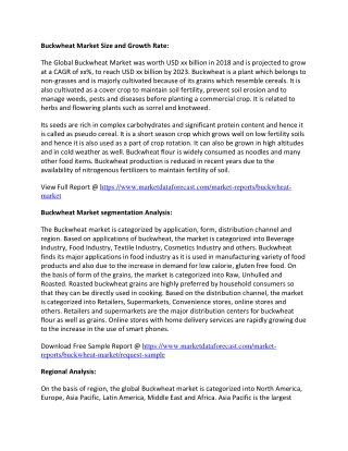 Buckwheat Market Analysis 2020-2025