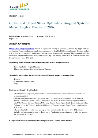 Ophthalmic Surgical Systems Market Insights, Forecast to 2026