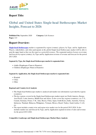 Single-head Stethoscopes Market Insights, Forecast to 2026