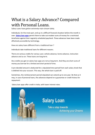 What is a Salary Advance? Compared with Personal Loans.
