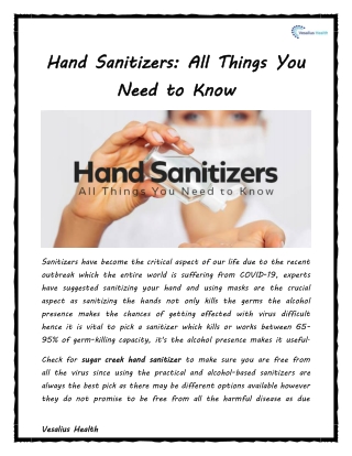 Hand Sanitizers: All Things You Need to Know