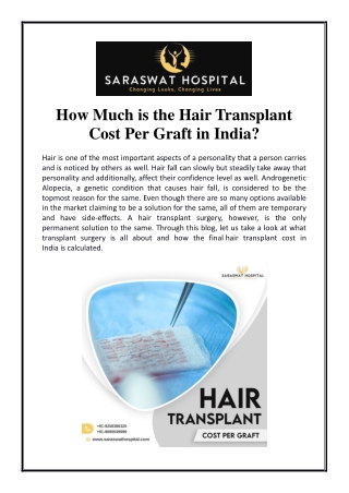 How Much is the Hair Transplant Cost Per Graft in India?