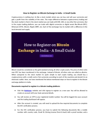 How to Register on Bitcoin Exchange in India - A Small Guide