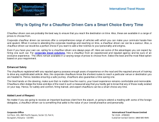 Why Is Opting For a Chauffeur Driven Cars a Smart Choice Every Time