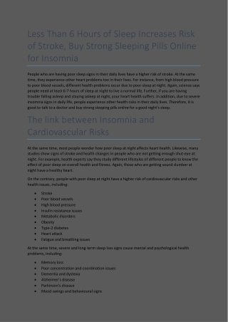 Buy Strong Sleeping Pills Online for Insomnia