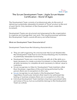 The Scrum Development Team - World Of Agile